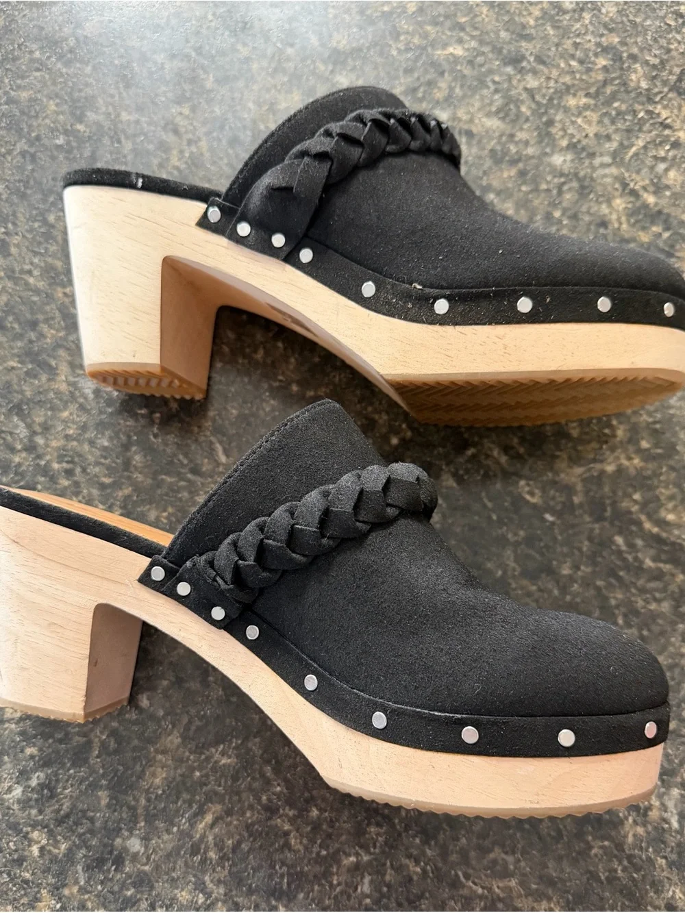 J. Crew Black Braided-Trim Mule Clogs